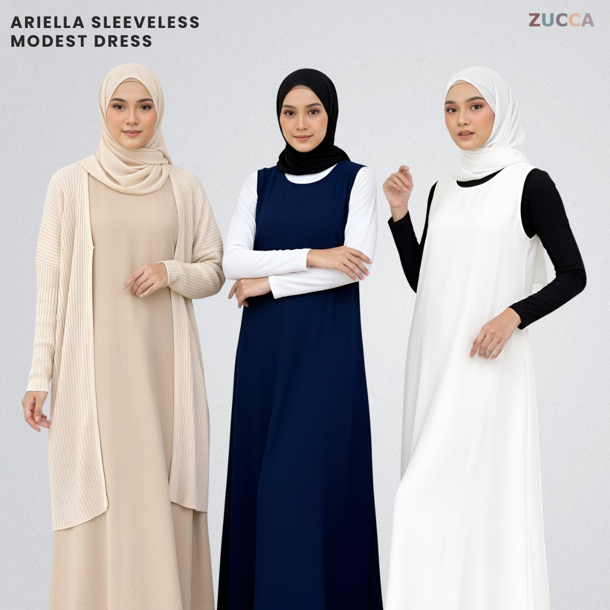 ZUCCA ARIELLA SLEEVELESS MODEST DRESS -DM311