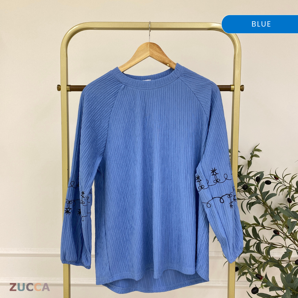 ZUCCA ARIYA KASUAL PLEATED BLOUSE LONG SLEEVE - DM319
