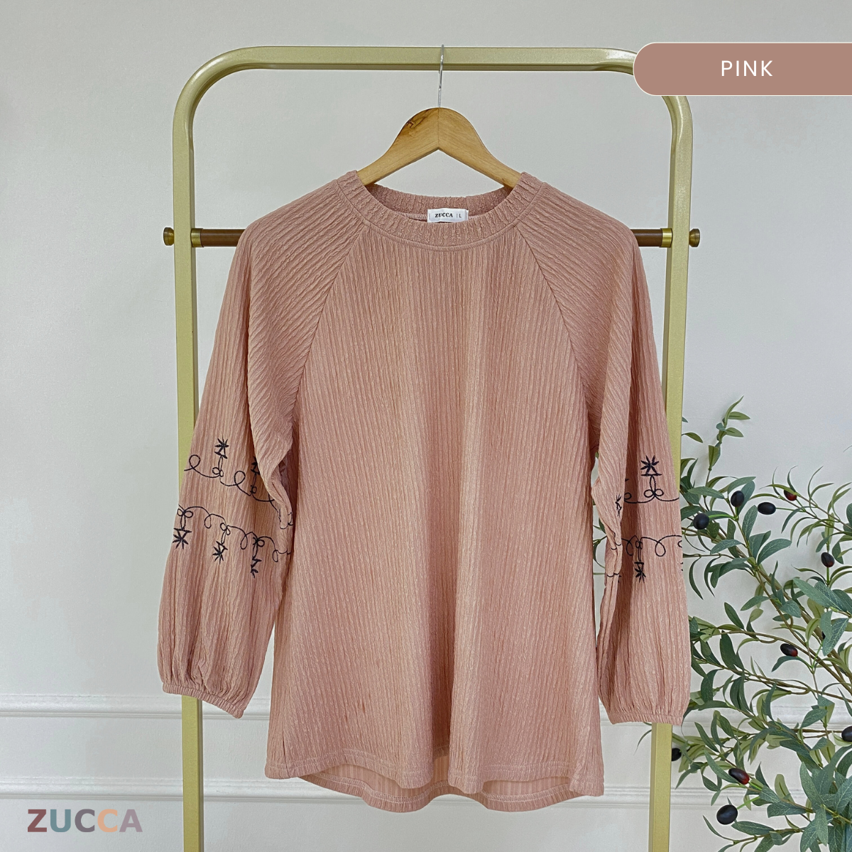 ZUCCA ARIYA KASUAL PLEATED BLOUSE LONG SLEEVE - DM319