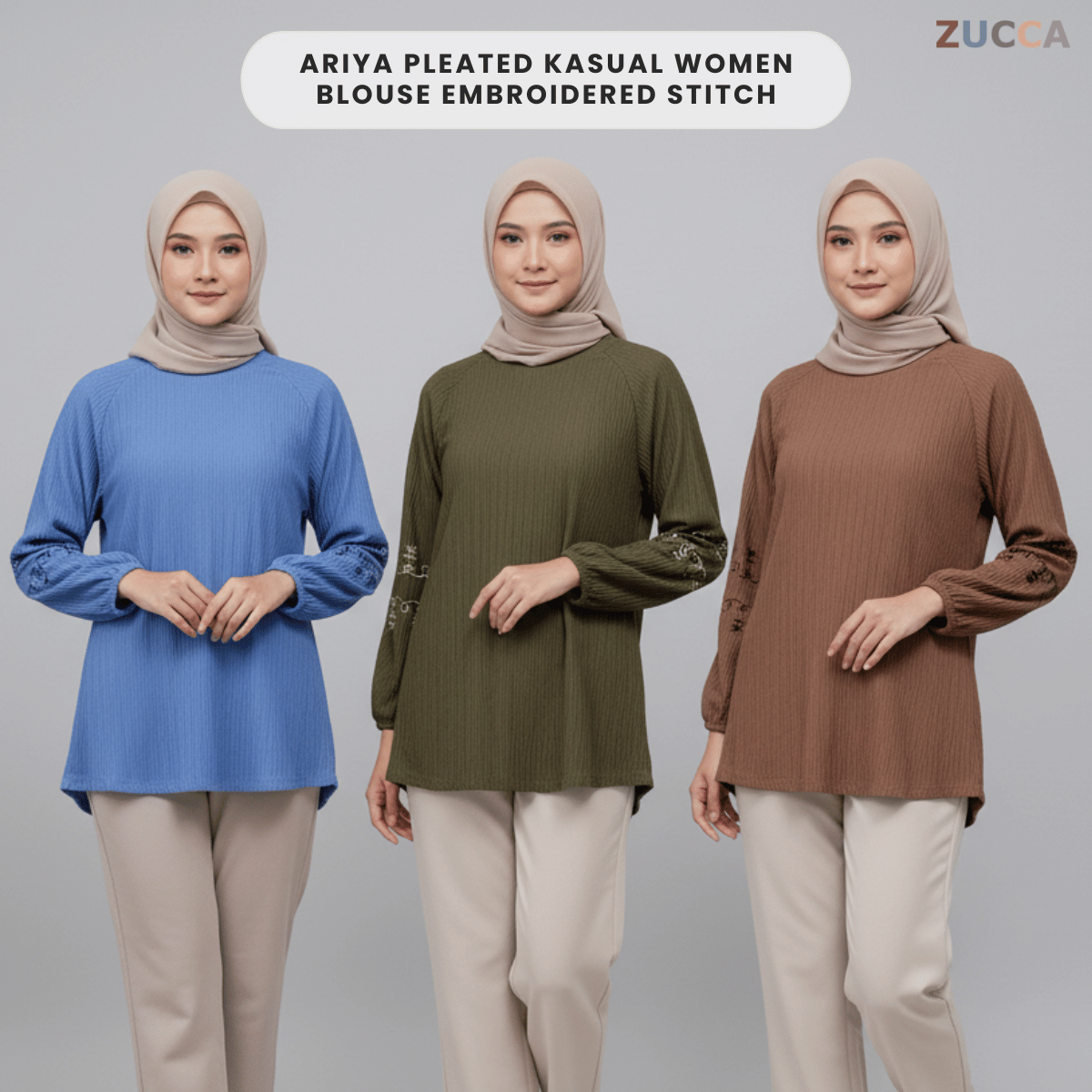 ZUCCA ARIYA KASUAL PLEATED BLOUSE LONG SLEEVE - DM319