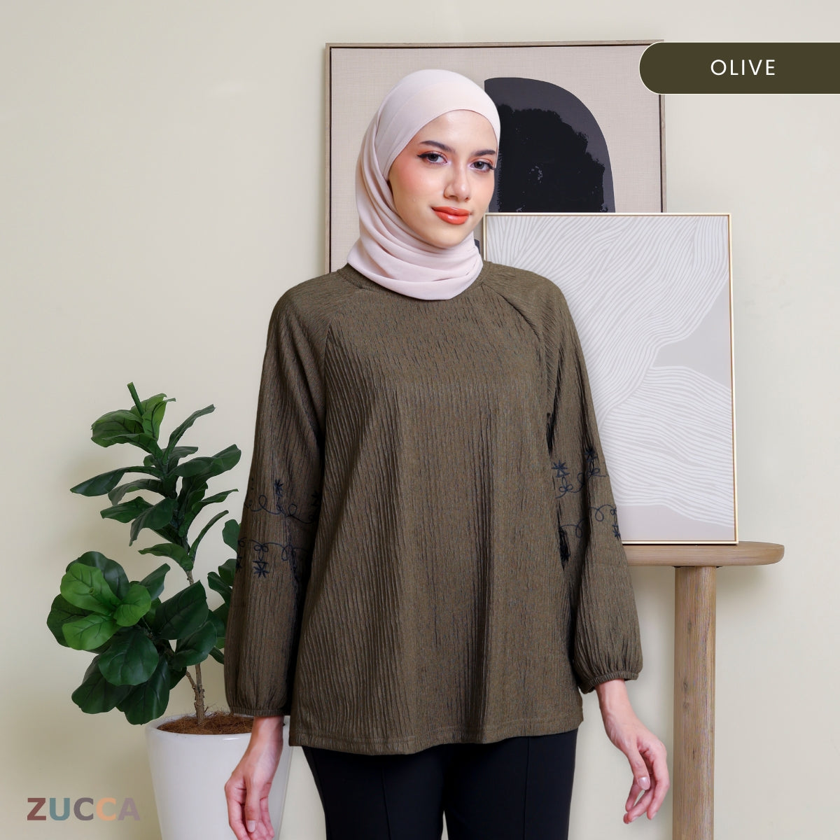 ZUCCA ARIYA KASUAL PLEATED BLOUSE LONG SLEEVE - DM319