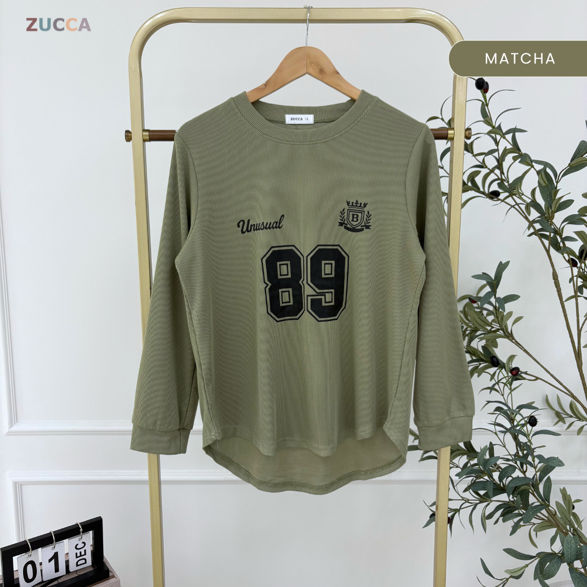 ZUCCA MELIA CASUAL RIBBED LONG SLEEVE TEE - DM321