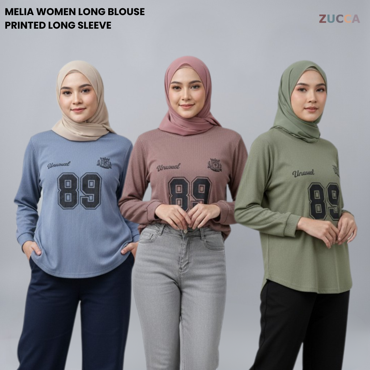 ZUCCA MELIA CASUAL RIBBED LONG SLEEVE TEE - DM321