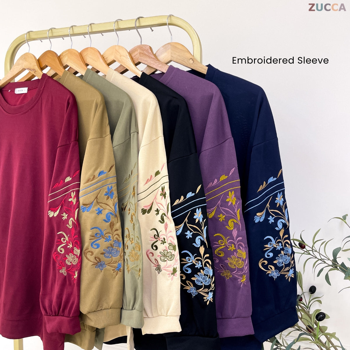 ZUCCA NELINA MODEST EMBROIDERED LONG SLEEVE WOMEN TOP - DM327