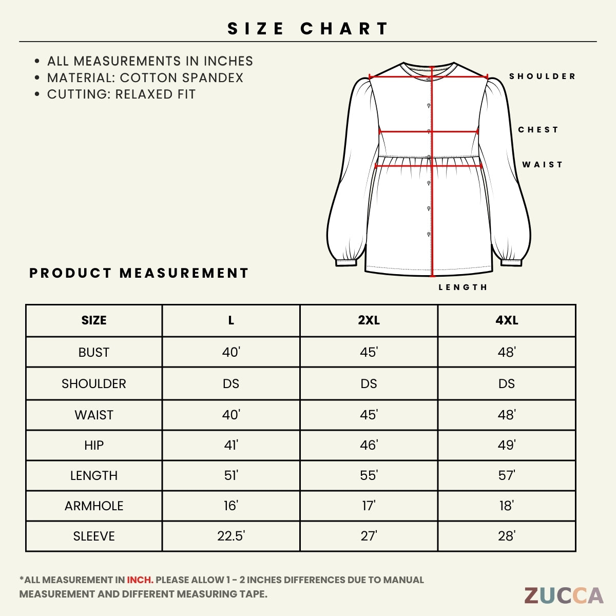 ZUCCA NELINA MODEST EMBROIDERED LONG SLEEVE WOMEN TOP - DM327