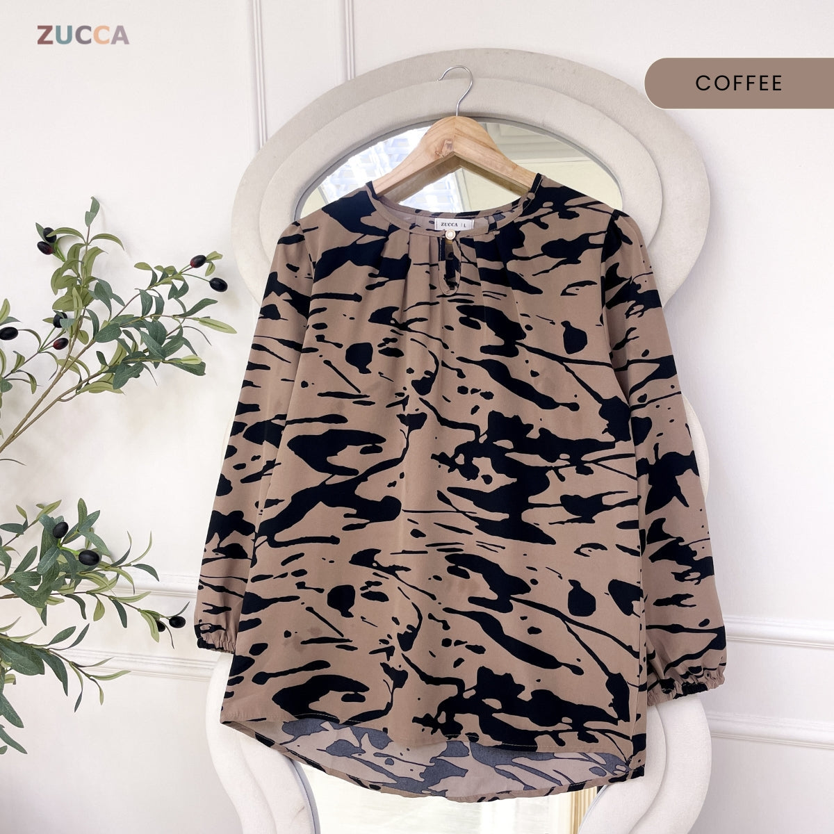 ZUCCA ZARELA WOMEN BLOUSE CASUAL PRINTED BLOUSE WANITA - DM330