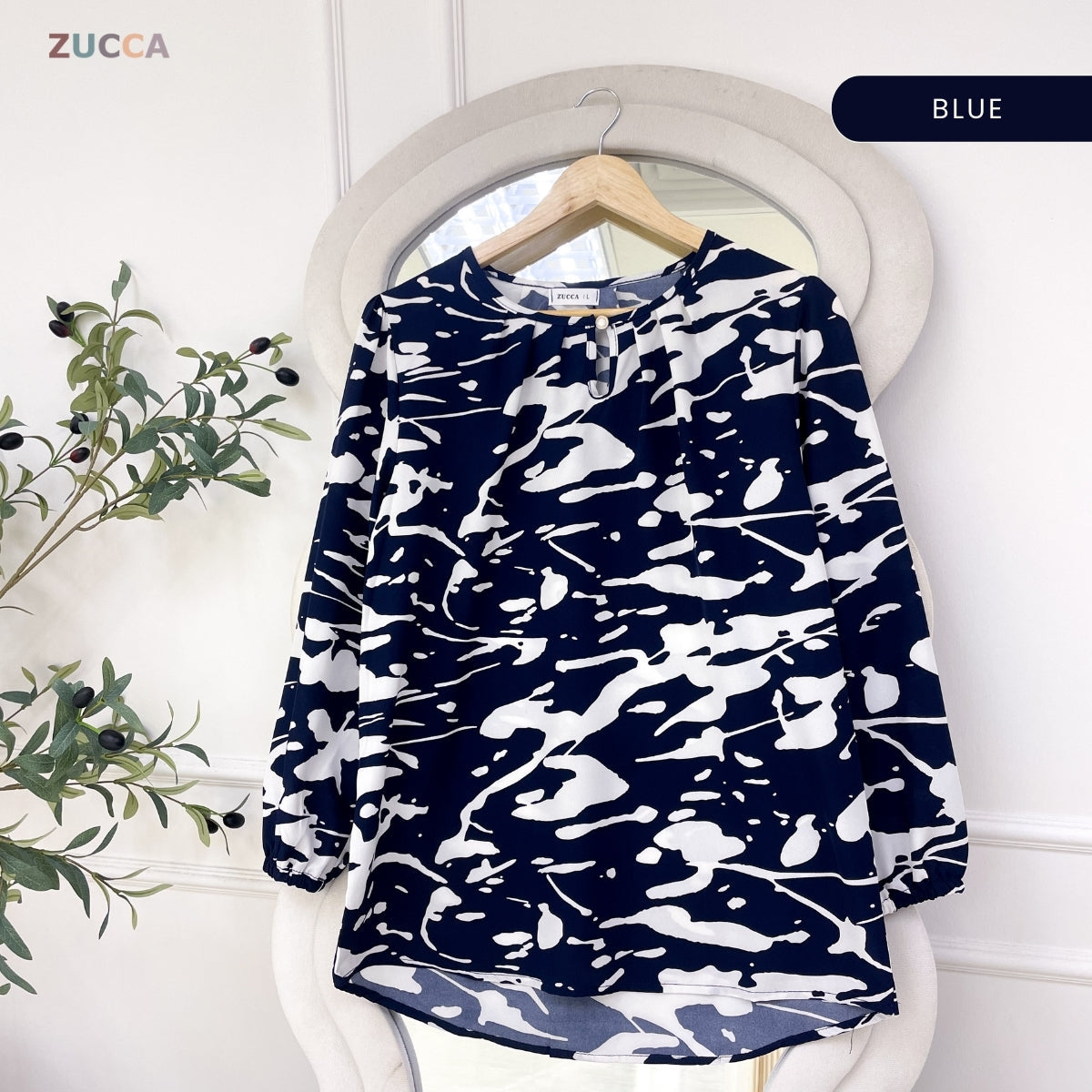 ZUCCA ZARELA WOMEN BLOUSE CASUAL PRINTED BLOUSE WANITA - DM330