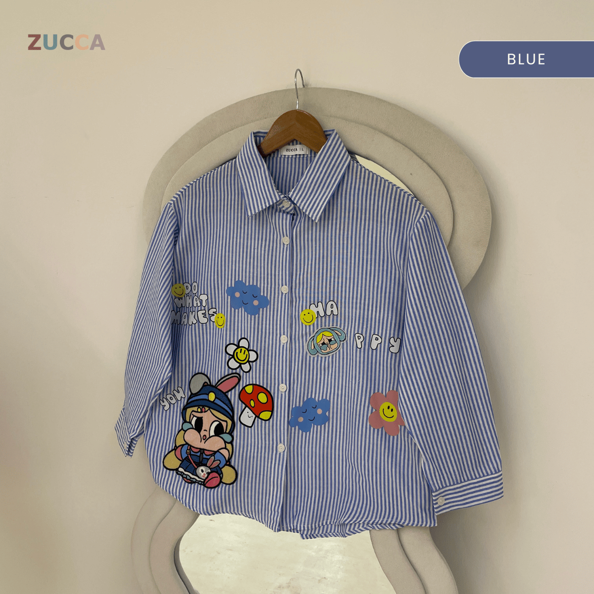 ZUCCA HAZEL EMBROIDERED STRIPE BLOUSE LONG SLEEVE - DM346