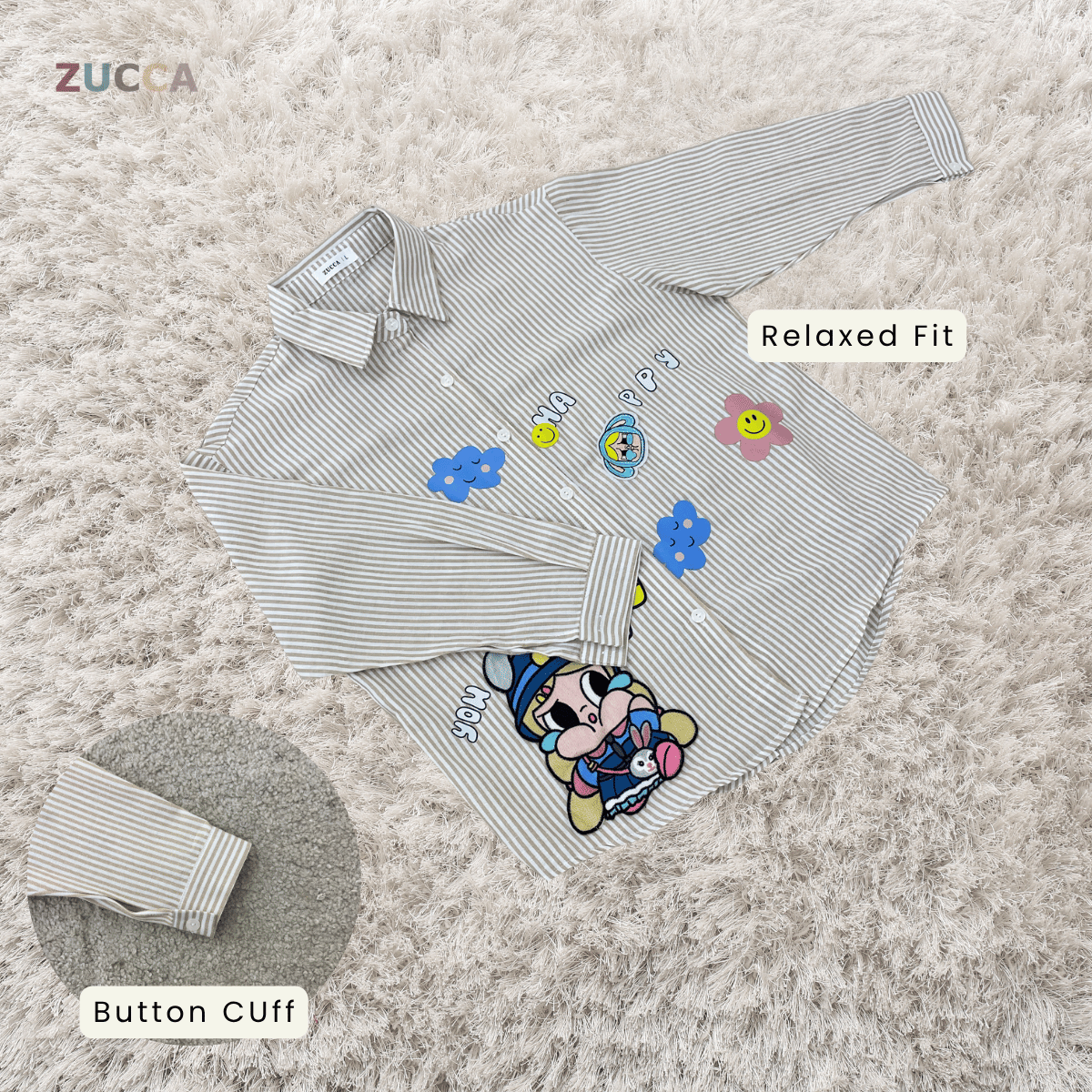 ZUCCA HAZEL EMBROIDERED STRIPE BLOUSE LONG SLEEVE - DM346
