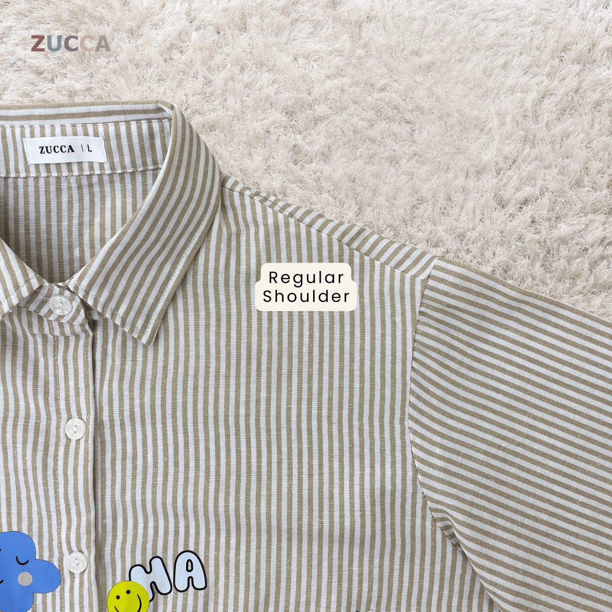 ZUCCA HAZEL EMBROIDERED STRIPE BLOUSE LONG SLEEVE - DM346