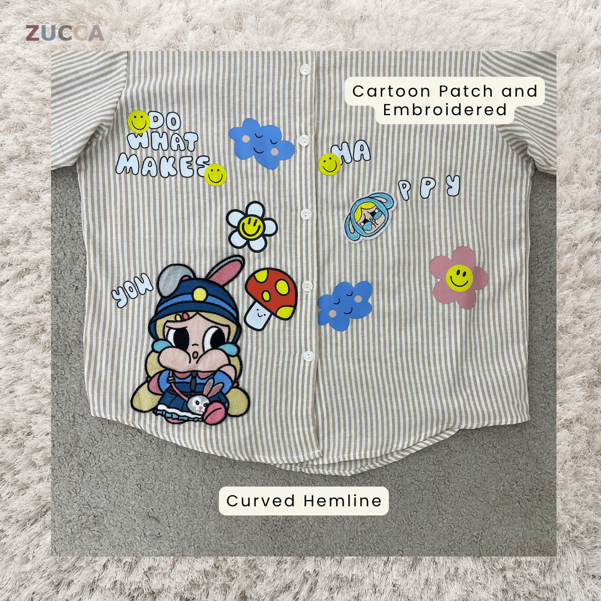 ZUCCA HAZEL EMBROIDERED STRIPE BLOUSE LONG SLEEVE - DM346