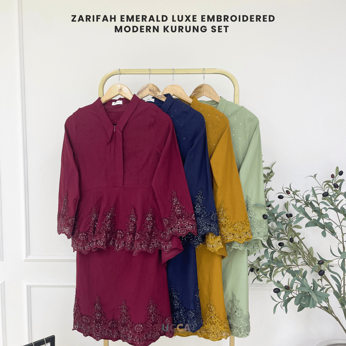 [JOM RAYA 2026] ZUCCA ZARIFAH EMERALD LUXE EMBROIDERED MODERN KURUNG SET - DMRAYA015