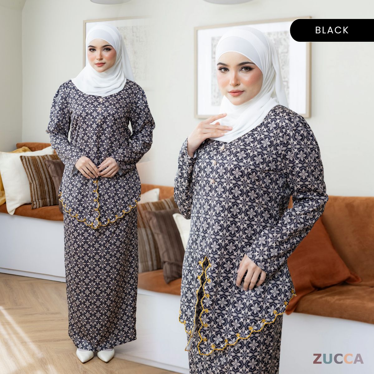 ZUCCA ROZITA KURUNG MODEST FLORAL PRINT SCALLOP EMBROIDERY - DMRAYA001