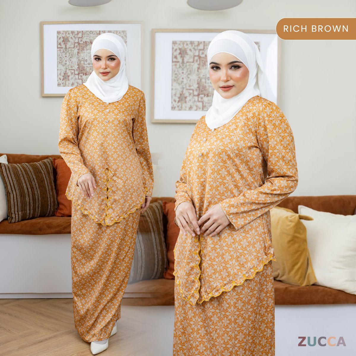 ZUCCA ROZITA KURUNG MODEST FLORAL PRINT SCALLOP EMBROIDERY - DMRAYA001
