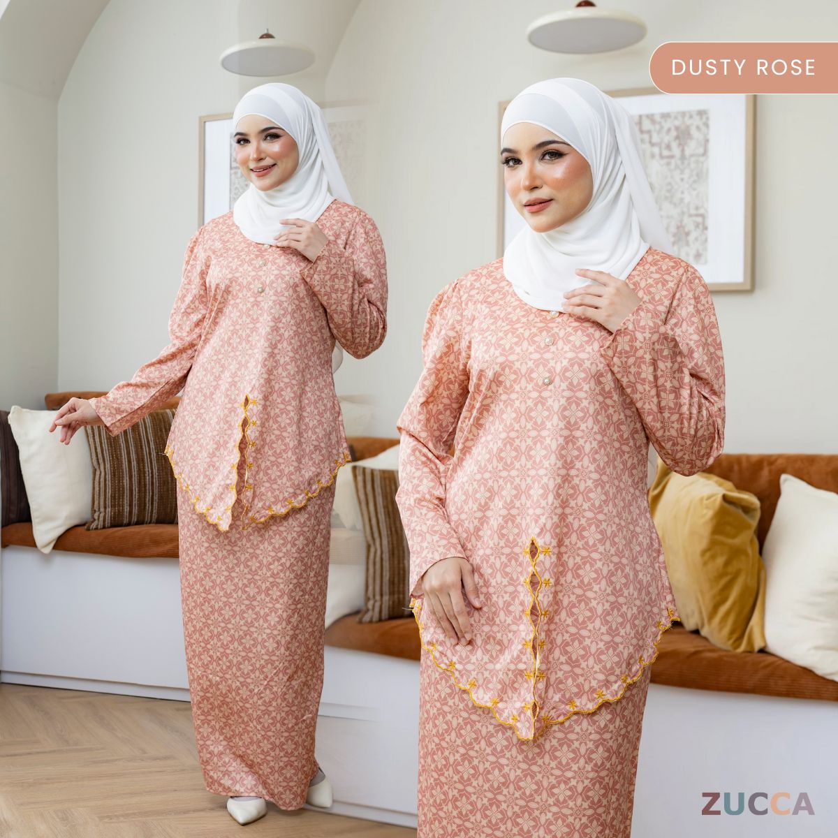 ZUCCA ROZITA KURUNG MODEST FLORAL PRINT SCALLOP EMBROIDERY - DMRAYA001