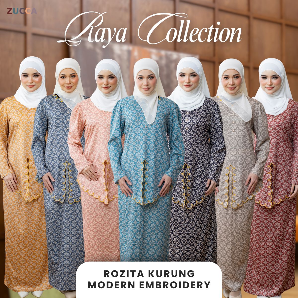 ZUCCA ROZITA KURUNG MODEST FLORAL PRINT SCALLOP EMBROIDERY - DMRAYA001
