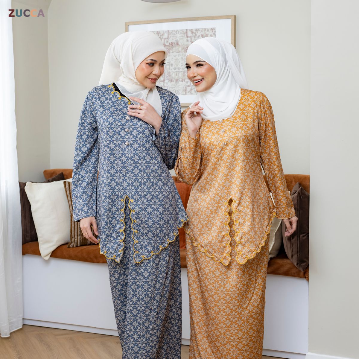 ZUCCA ROZITA KURUNG MODEST FLORAL PRINT SCALLOP EMBROIDERY - DMRAYA001