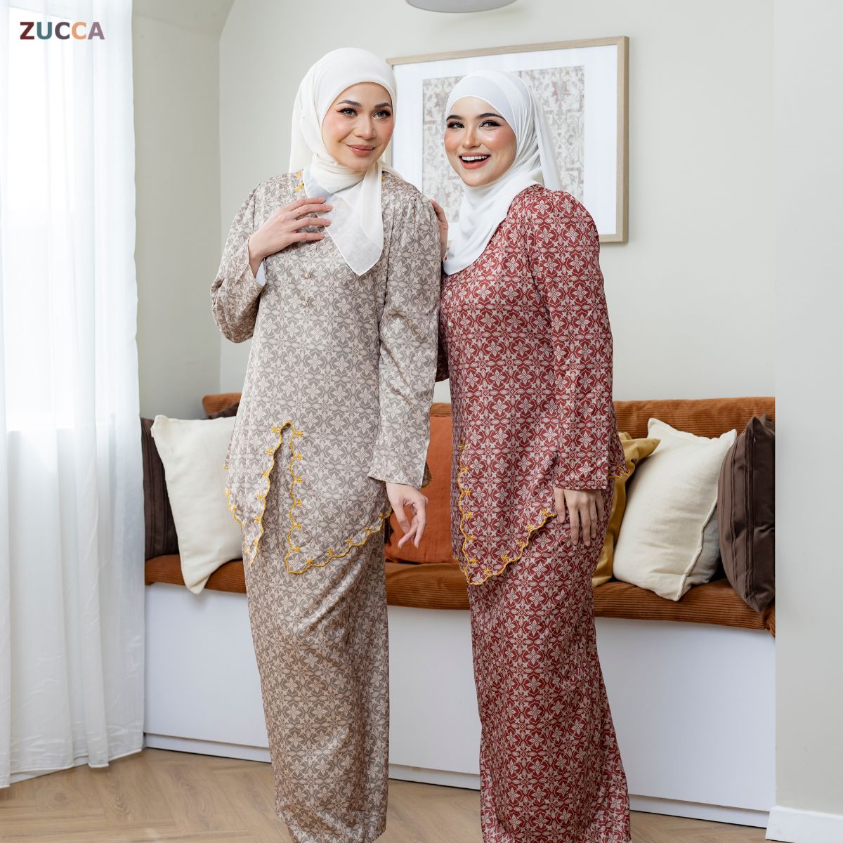 ZUCCA ROZITA KURUNG MODEST FLORAL PRINT SCALLOP EMBROIDERY - DMRAYA001