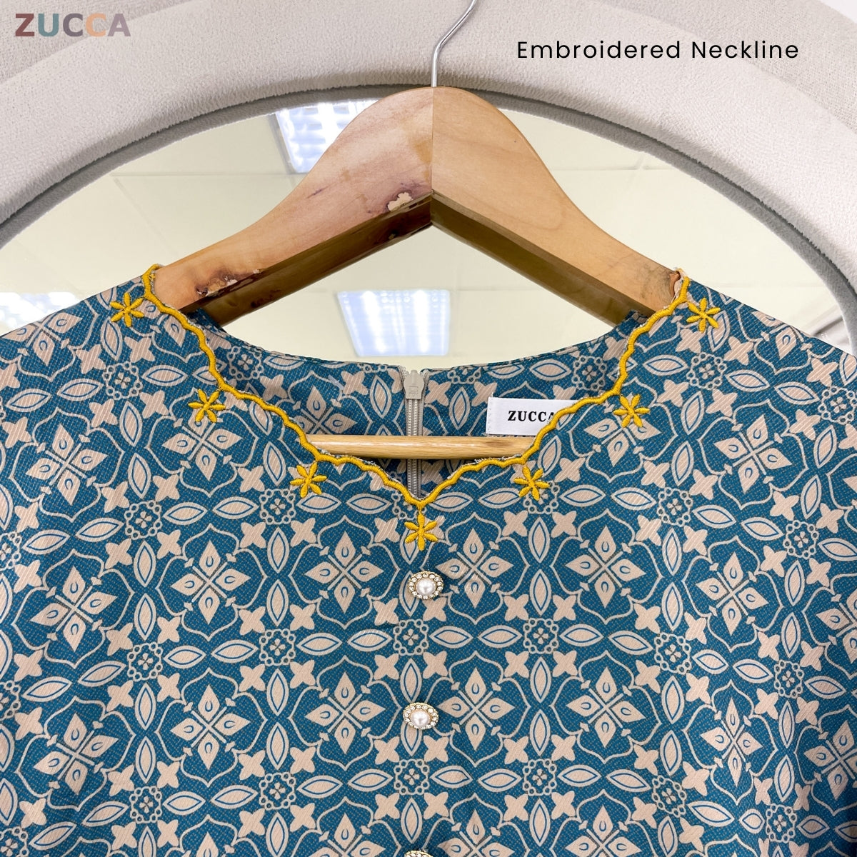 ZUCCA ROZITA KURUNG MODEST FLORAL PRINT SCALLOP EMBROIDERY - DMRAYA001