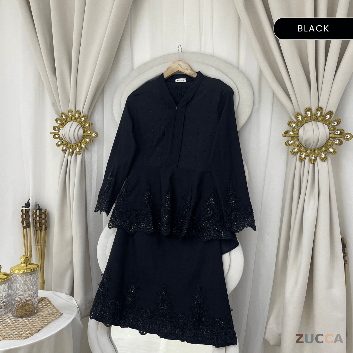 [JOM RAYA 2026] ZUCCA ZARIFAH EMERALD LUXE EMBROIDERED MODERN KURUNG SET - DMRAYA015