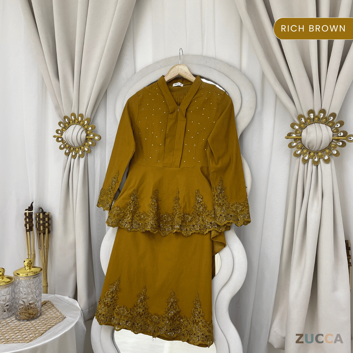 [JOM RAYA 2026] ZUCCA ZARIFAH EMERALD LUXE EMBROIDERED MODERN KURUNG SET - DMRAYA015