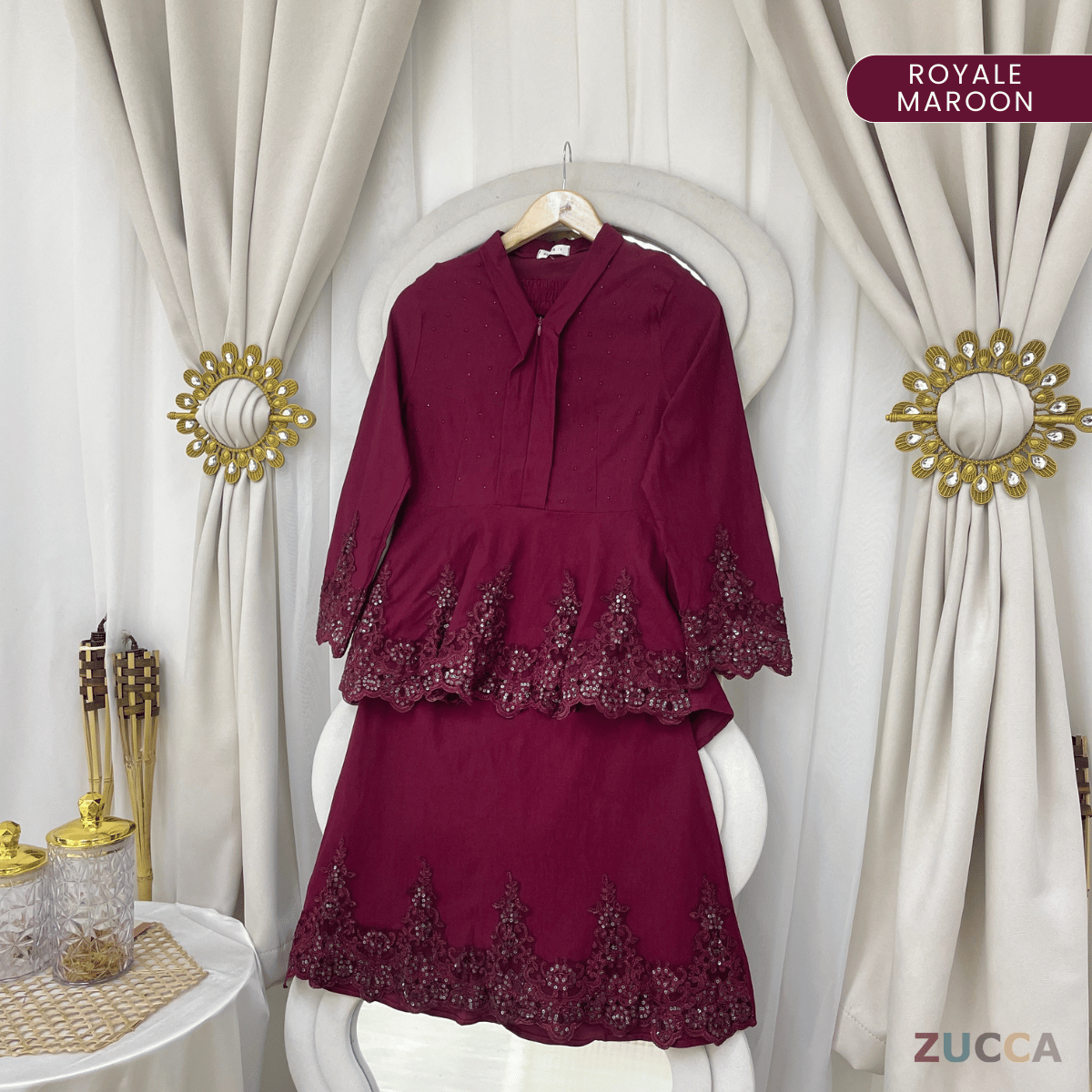 [JOM RAYA 2026] ZUCCA ZARIFAH EMERALD LUXE EMBROIDERED MODERN KURUNG SET - DMRAYA015