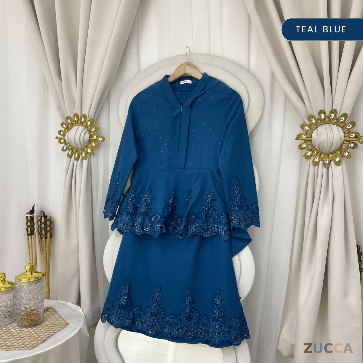 [JOM RAYA 2026] ZUCCA ZARIFAH EMERALD LUXE EMBROIDERED MODERN KURUNG SET - DMRAYA015