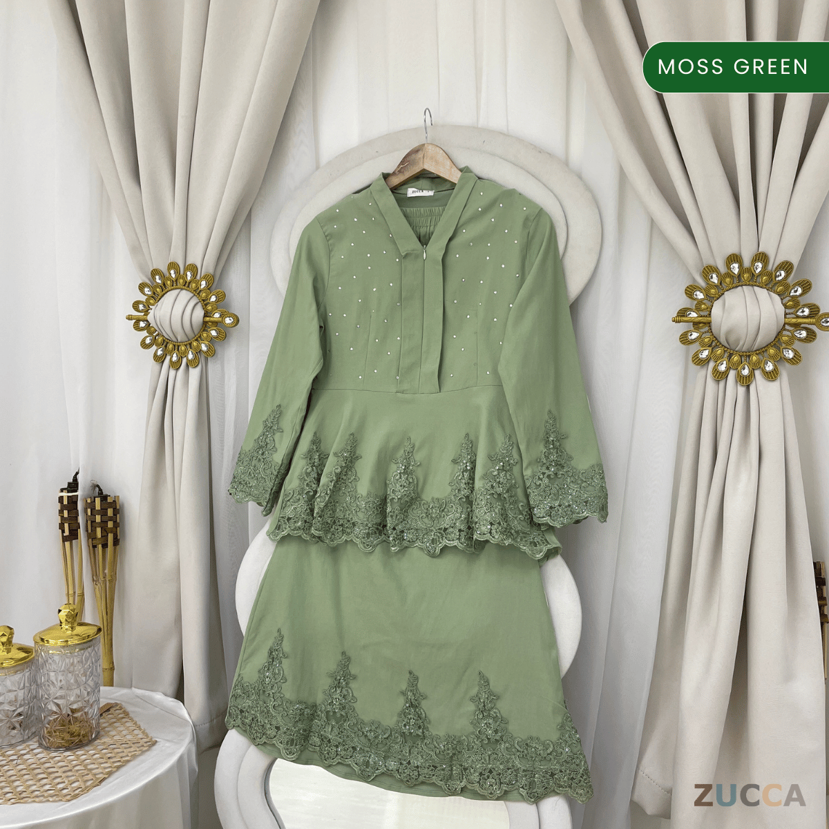 [JOM RAYA 2026] ZUCCA ZARIFAH EMERALD LUXE EMBROIDERED MODERN KURUNG SET - DMRAYA015