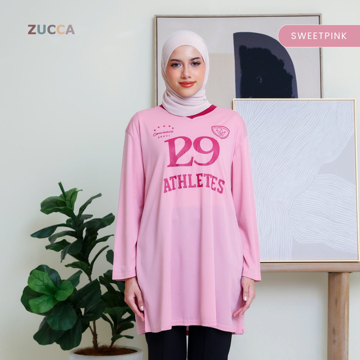 ZUCCA ALESIA KASUAL MUSLIMAH SHIRT V NECK - DMS1005