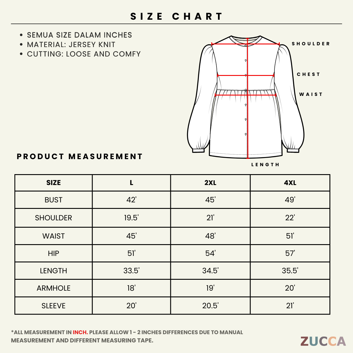 ZUCCA ELANI KASUAL MUSLIMAH BLOUSE ACTIVE WEAR - DMS1006