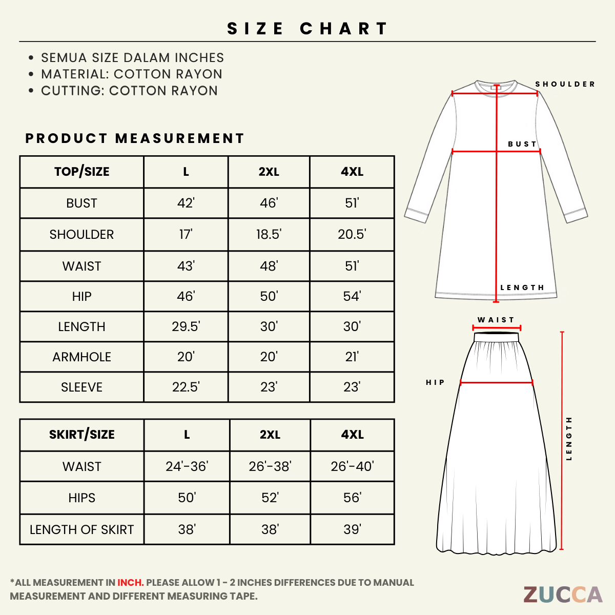 ZUCCA IRDINEE SET BAJU DAN SKIRT SULAMAN BUNGA - DMSET001