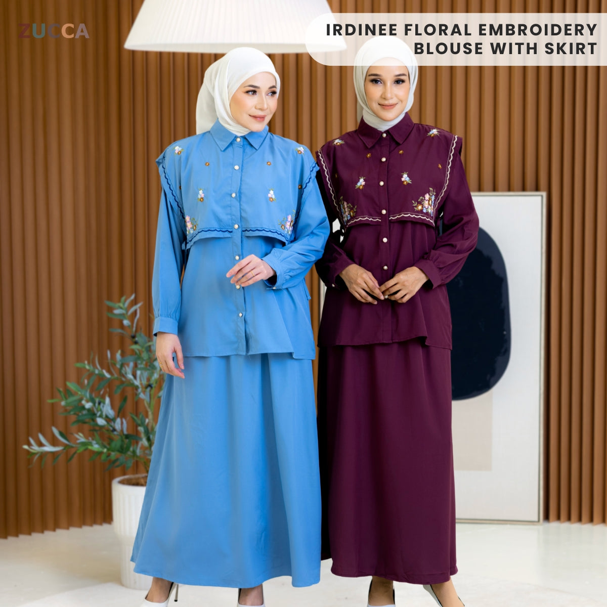 ZUCCA IRDINEE SET BAJU DAN SKIRT SULAMAN BUNGA - DMSET001