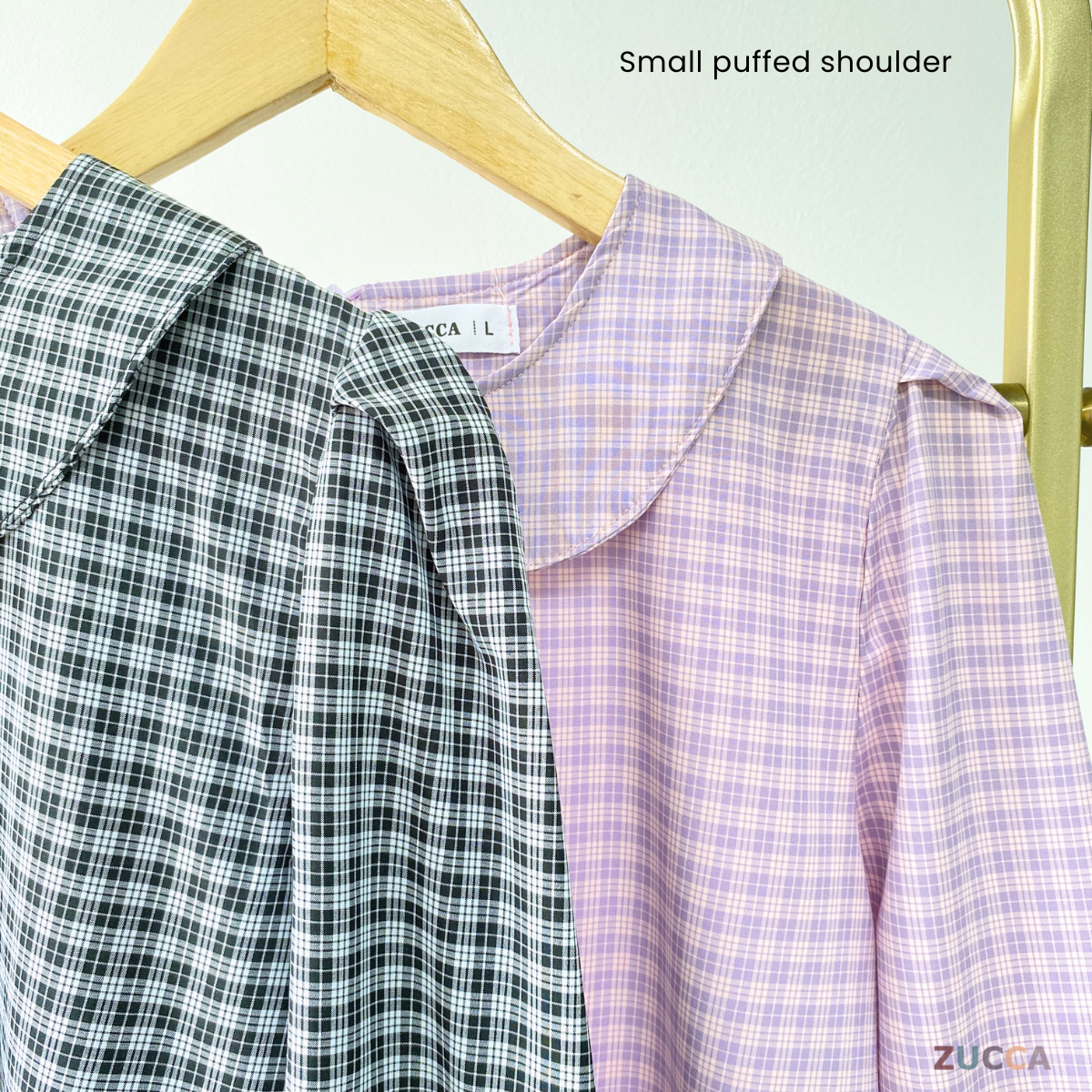 ZUCCA MARGARITA MODEST PLAID TWO-PIECE SET BLOUSE AND SKIRT - DMSET006