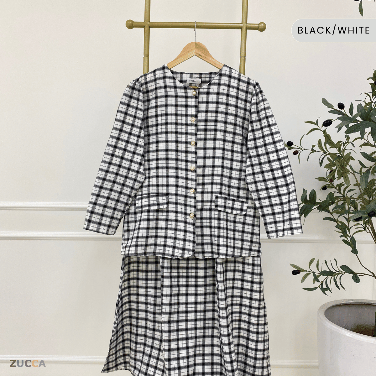 ZUCCA YASMEEN KOLEKSI BLOUSE TARTAN MODEN-DMSET007