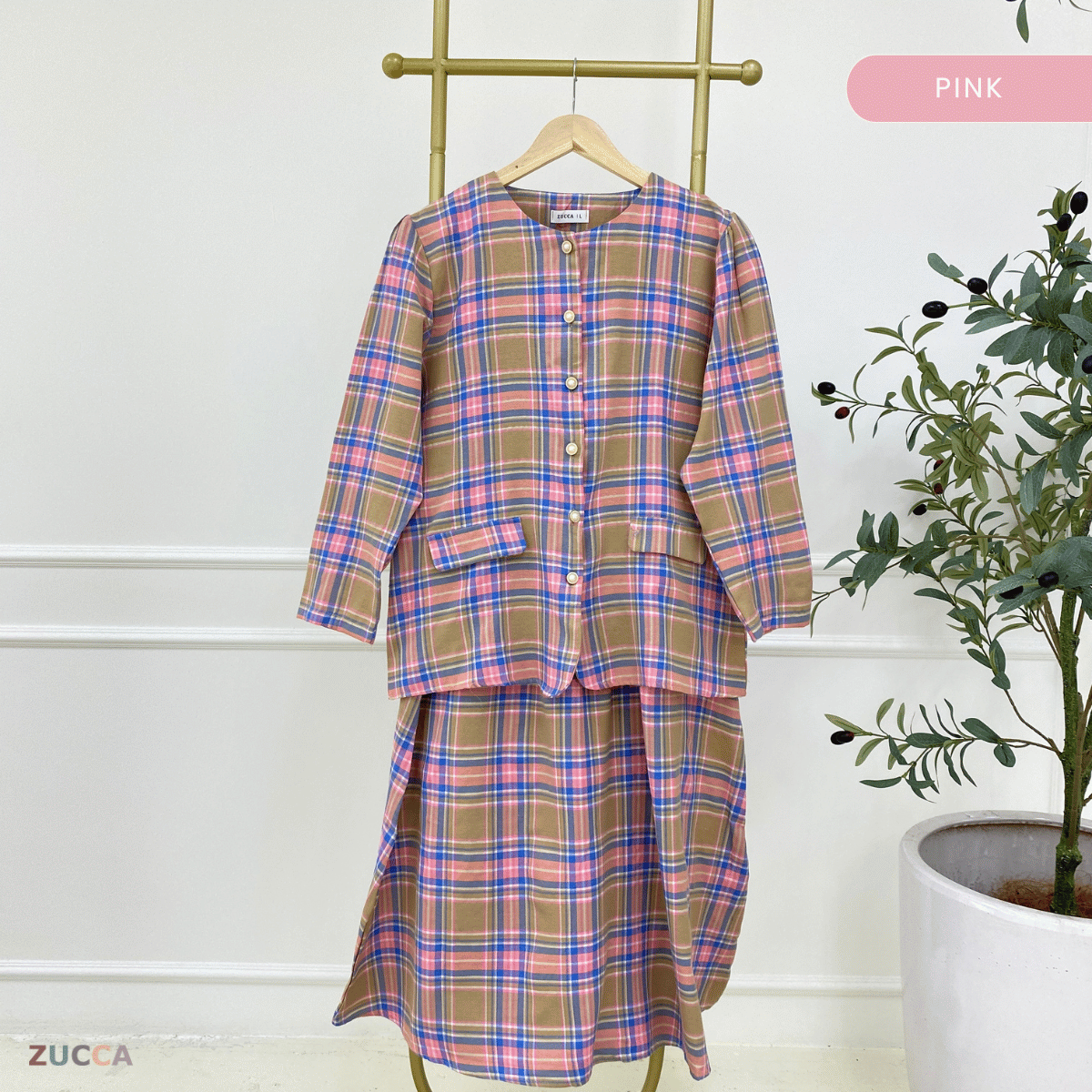 ZUCCA YASMEEN KOLEKSI BLOUSE TARTAN MODEN-DMSET007