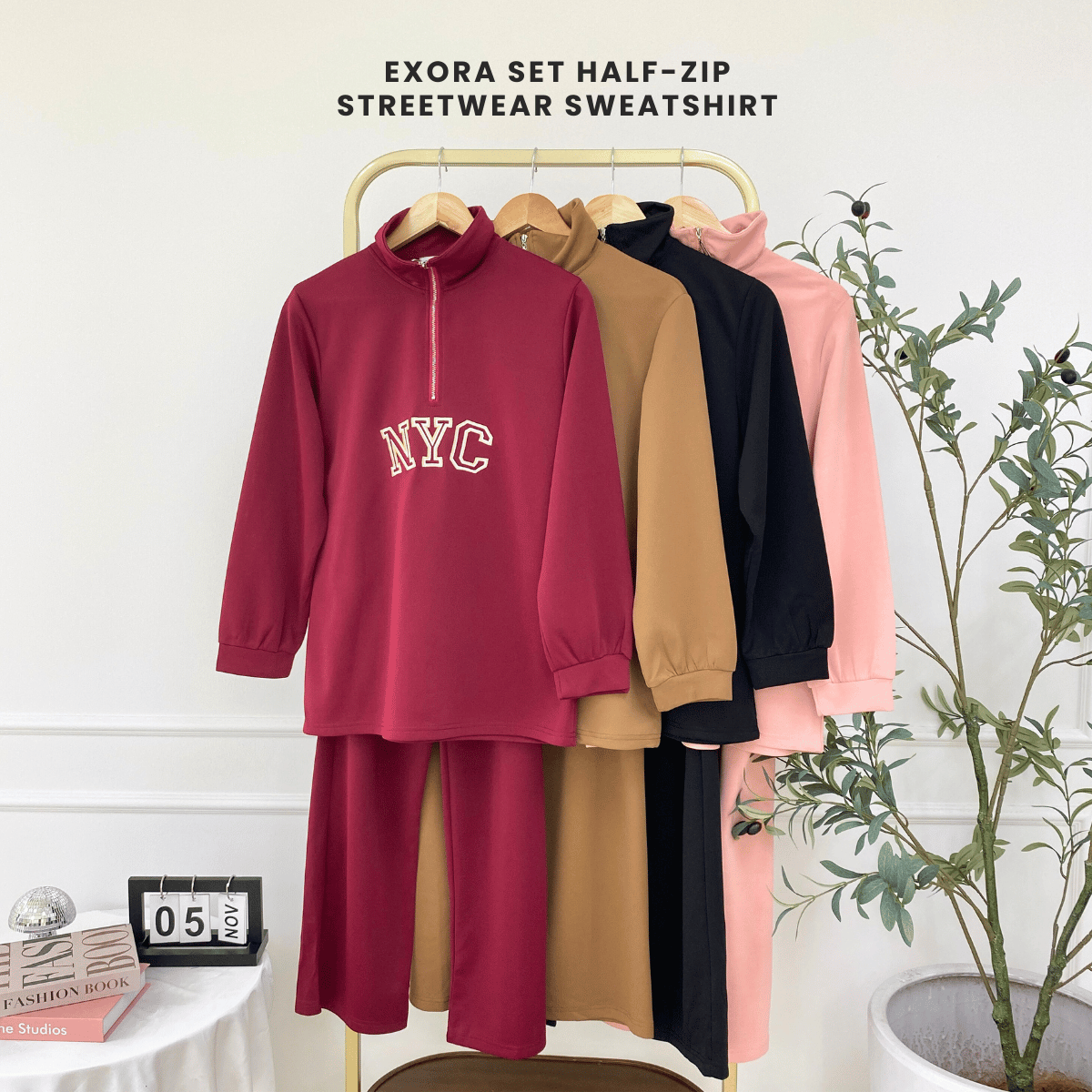 ZUCCA EXORA SET HALF-ZIP STREETWEAR SWEATSHIRT-DMSET008