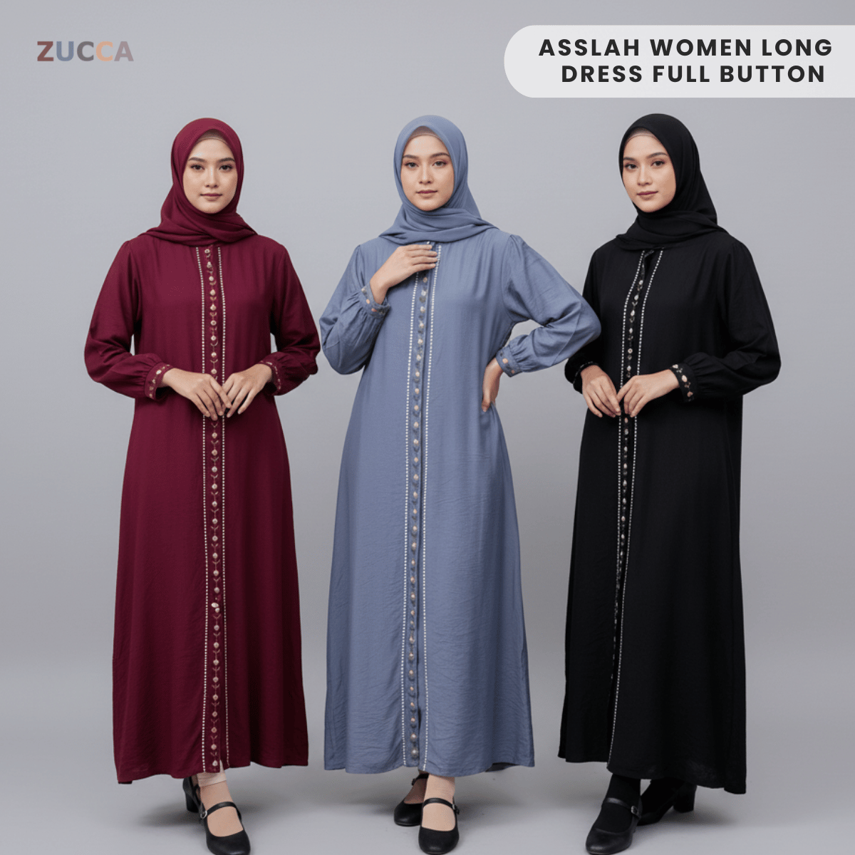 ZUCCA ASSLAH WOMEN LONG DRESS FULL BUTTON - DMSET012