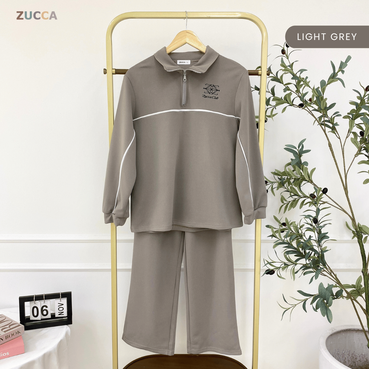 ZUCCA LINNIEY RELAXED HALF-ZIP TWO-PIECE SET-DMSET016