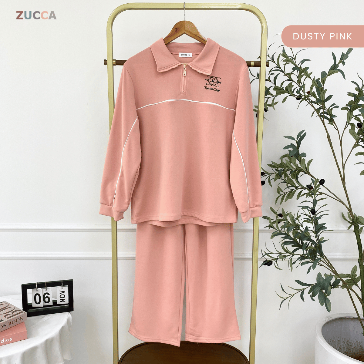 ZUCCA LINNIEY RELAXED HALF-ZIP TWO-PIECE SET-DMSET016