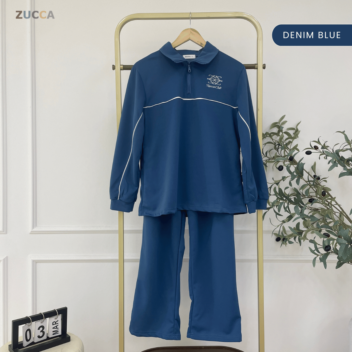 ZUCCA LINNIEY RELAXED HALF-ZIP TWO-PIECE SET-DMSET016