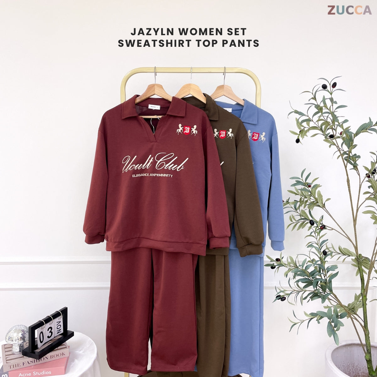 ZUCCA JAZYLN WOMEN SET STREATWEAR TOP PANTS - DMSET017