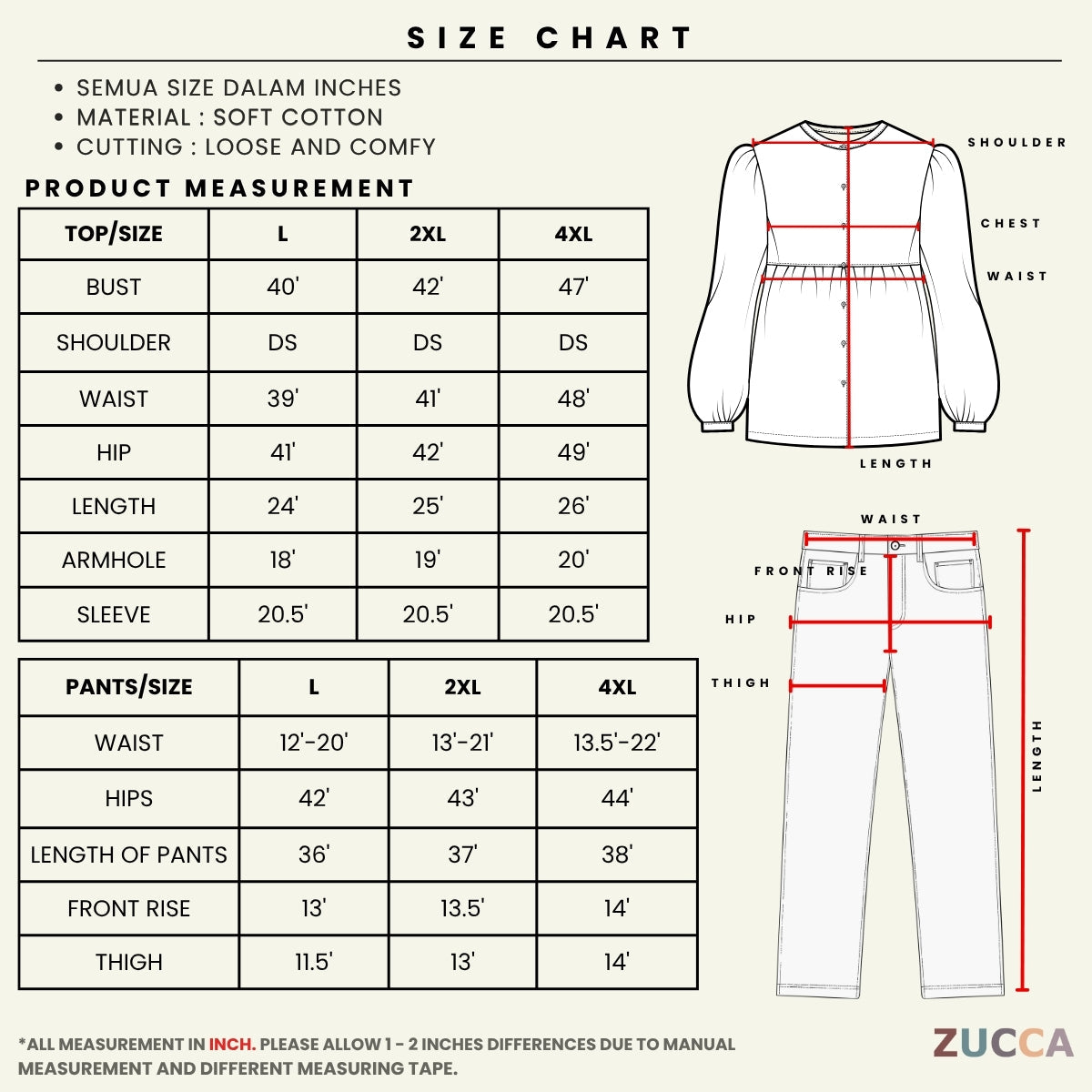 ZUCCA JAZYLN WOMEN SET STREATWEAR TOP PANTS - DMSET017