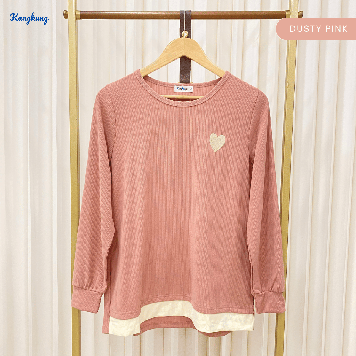 KANGKUNG ILANA BLOUSE RIBBED KASUAL YANG SELESA - KK104