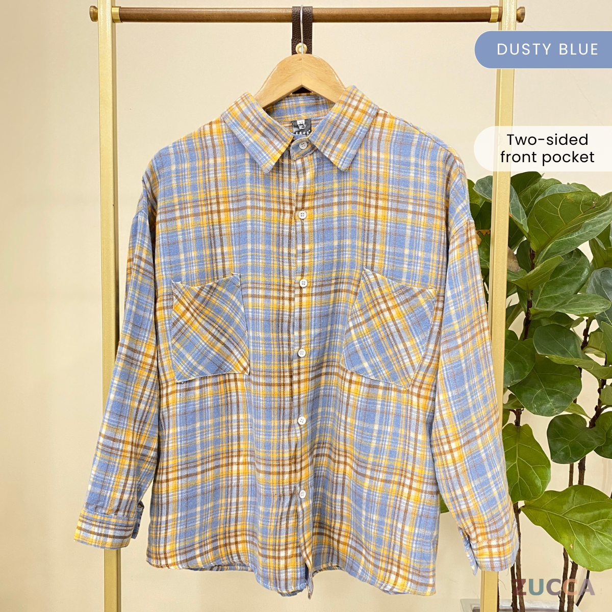 FELORA KEMEJA BLOUSE CORAK KOTAK - SU001