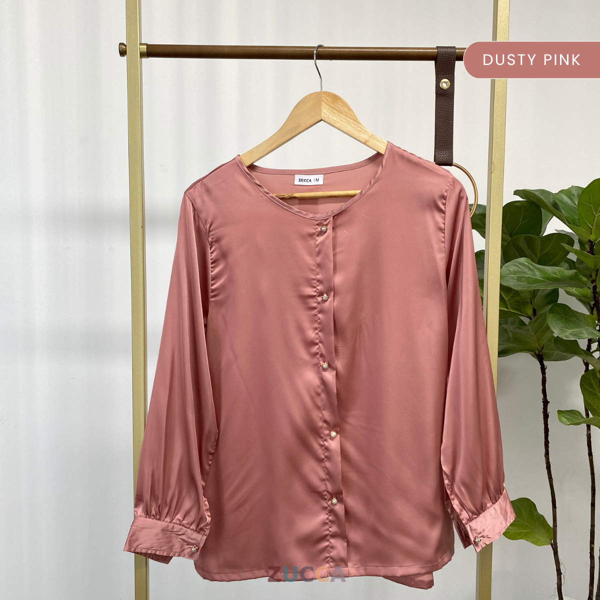 ZUCCA SUHARA ELEGANT SATIN BUTTON BLOUSE - MA063