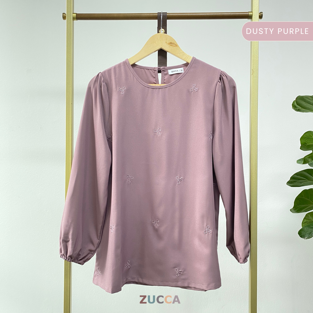 ZUCCA SUANA BOW EMBROIDERY PUFFED BLOUSE - MA030