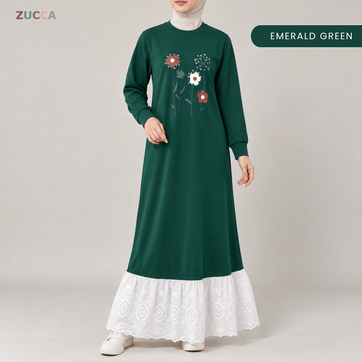 ZUCCA QASEH FLORAL LACE LONG SLEEVE MAXI DRESS  - MA263