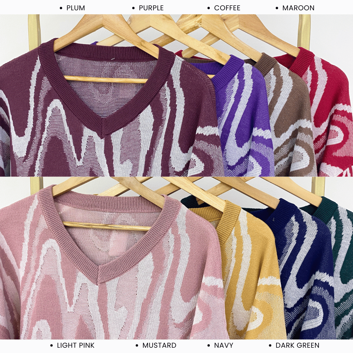 ZUCCA DEBBY WOMEN ABSTRACT WAVE KNIT SWEATER - GC001 (B1067)