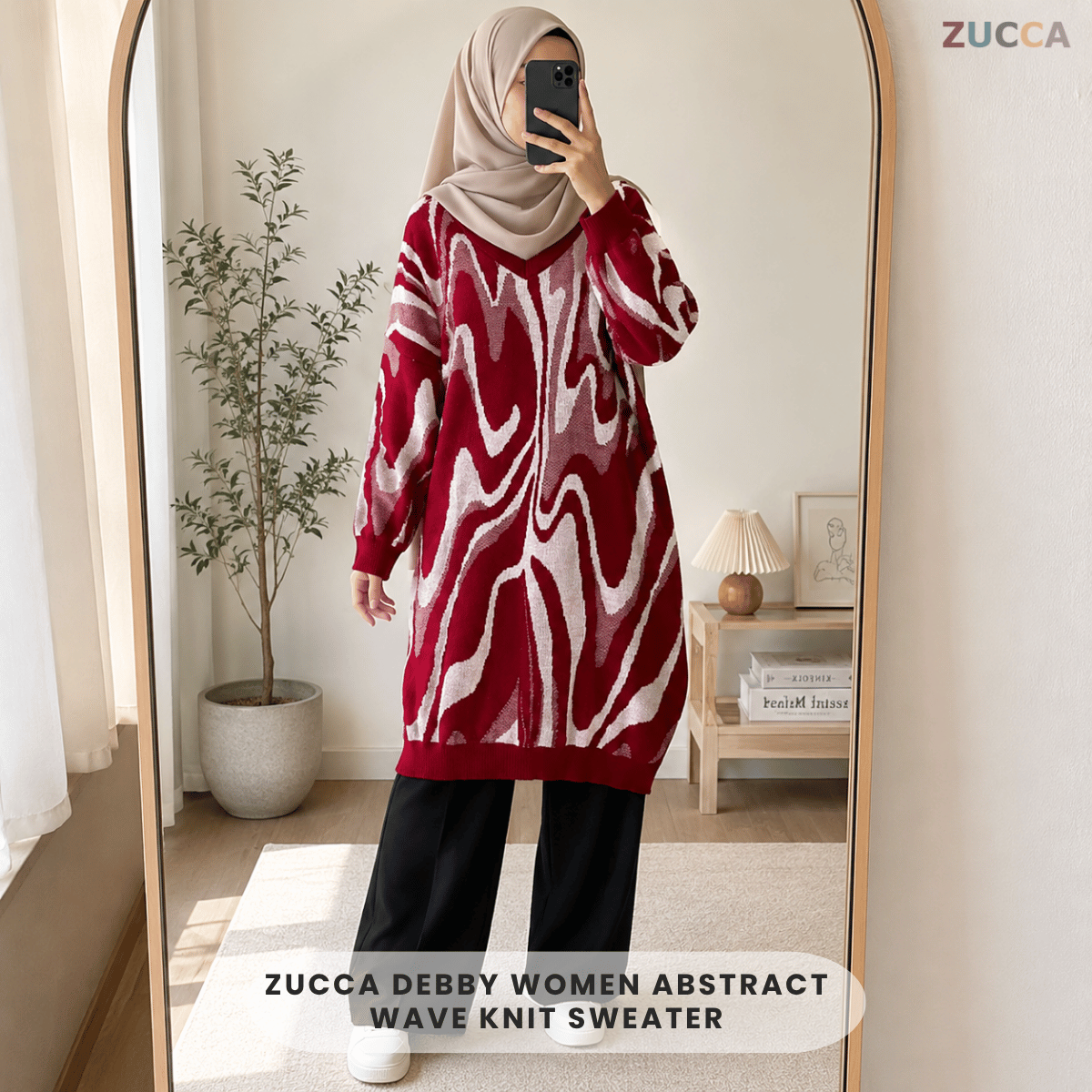 ZUCCA DEBBY WOMEN ABSTRACT WAVE KNIT SWEATER - GC001 (B1067)
