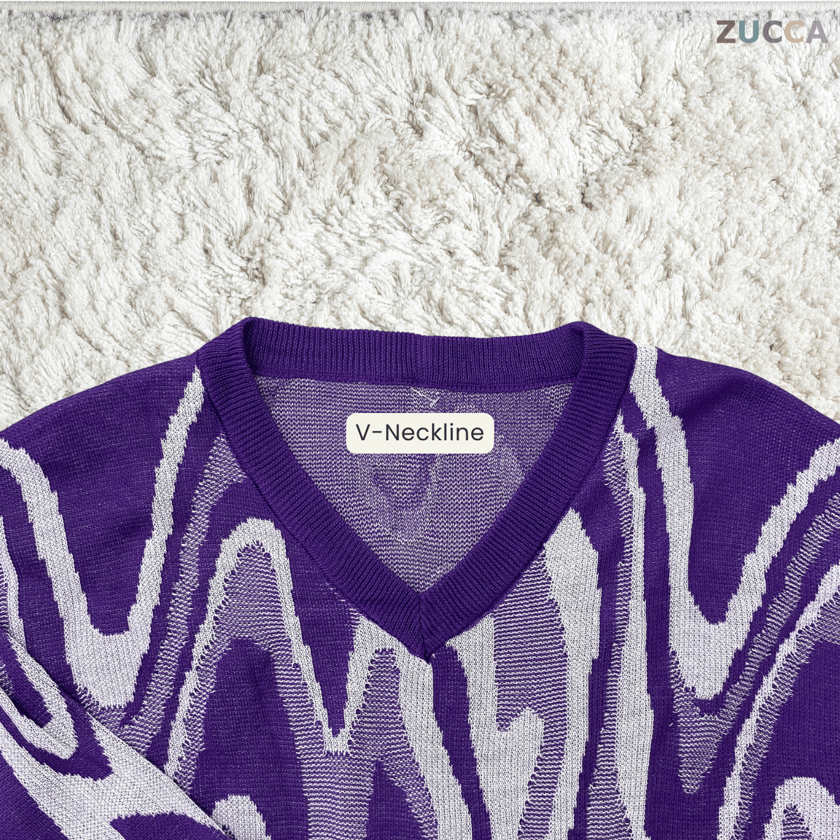 ZUCCA DEBBY WOMEN ABSTRACT WAVE KNIT SWEATER - GC001 (B1067)